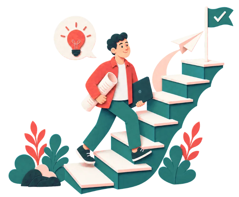 Businessplan Vorlage für Gründer: Illustration mit Laptop, Geschäftsidee und Businessplan